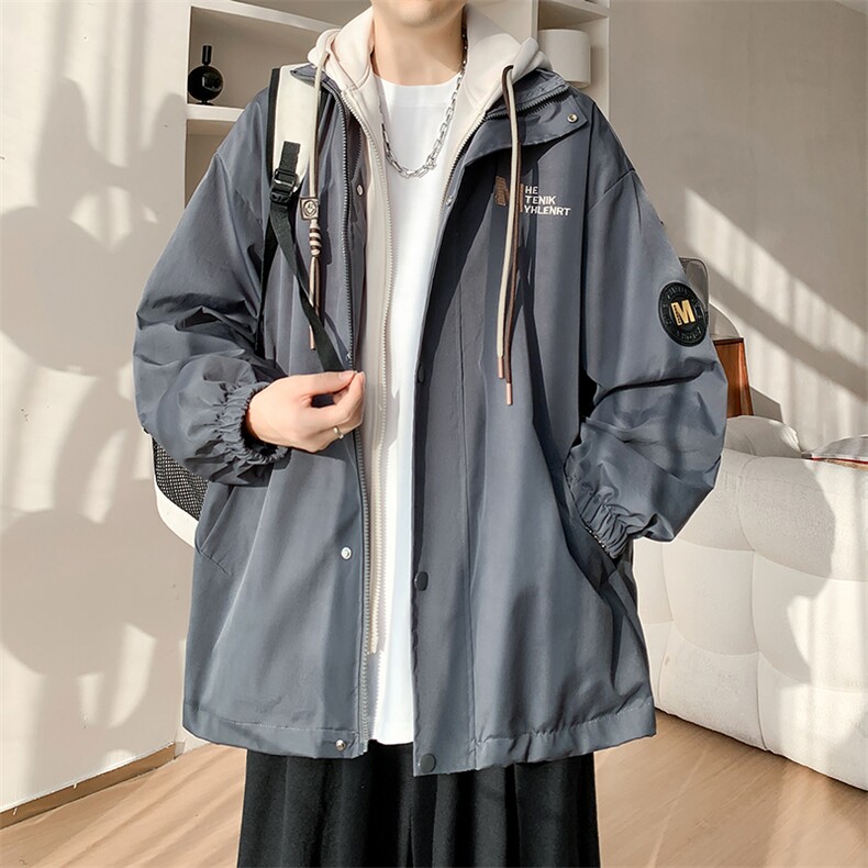 春秋季假两件连帽夹克大码新款夹克外套XZ102B-1-JK2682P85图片
