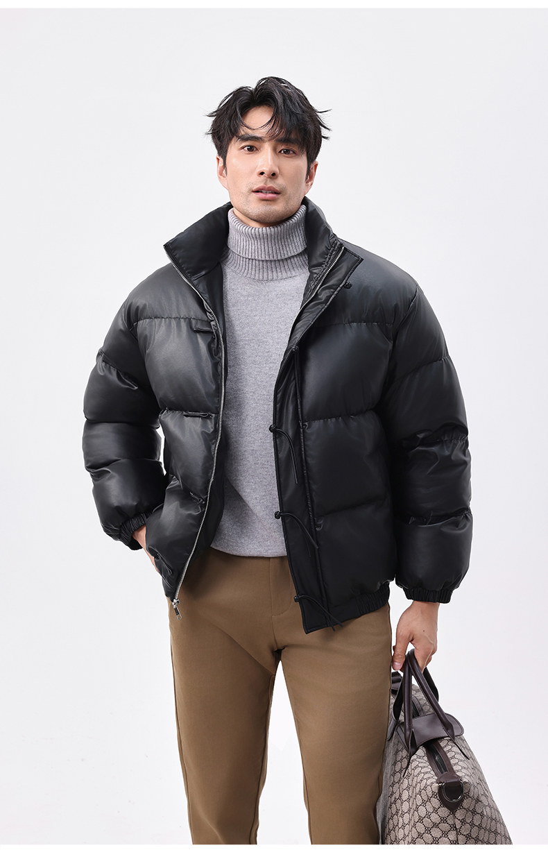 风冬季盘扣新中式pu皮棉衣男士立领棉袄外套xz815-9881p155,男装皮衣,星座815（原A203）