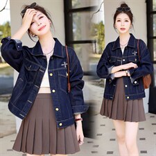 清仓捡漏~牛仔外套女秋季新款经典款翻领设计时尚百搭上衣小个子，女装牛仔外套，意芙