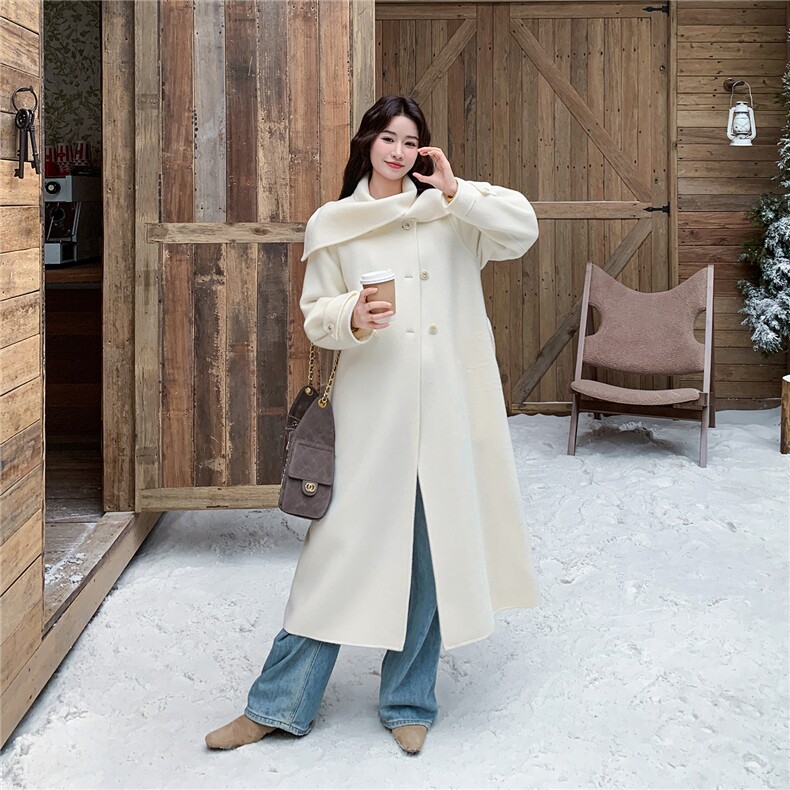 "Boom新品现货”2C030-9100设计感高级双面全羊毛大衣P390-K529,女装毛呢外套,2C030