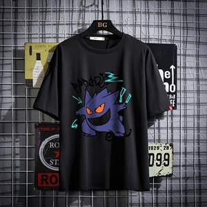 2021夏季新网格挂拍日系大码男已注册卡通印花短袖T恤T1080-P25图片