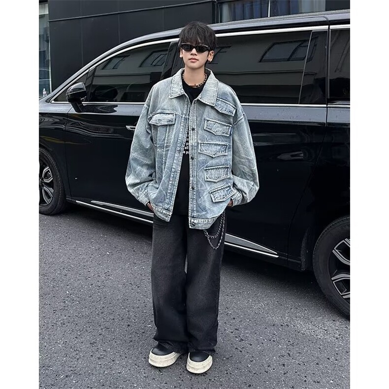 2024冬季帅外套男ins高街潮牌原宿风韩版潮流宽松夹克W6252-P77,男装夹克,星座412-2