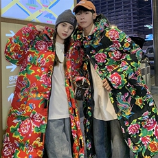 A5情侣长款大花袄棉衣棉服棉袄保暖防寒男女新中式上款大差价，男装棉衣，星座115A(原星座507）