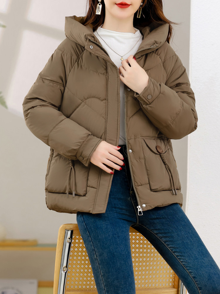 2024年冬季加厚连帽修身型羽绒棉服,女装棉衣/棉服,多彩