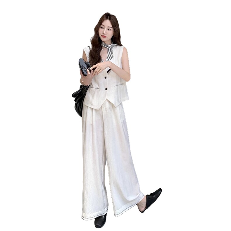 老钱风西装马甲阔腿裤套装女夏2025新款ootd穿搭巨好看两件套爆款,女装套装/套裙,2C375