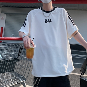 2026夏装新款薄款织带拼接短袖印花五分袖T恤 T6606/特P30 白色6图片