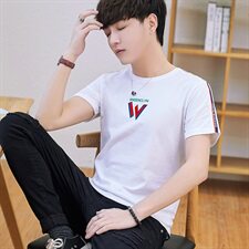 小宝6118夏季圆领短袖t恤男士韩版潮流体恤衫字母T恤上衣夏天，男装T恤，电商D310（原电商305）