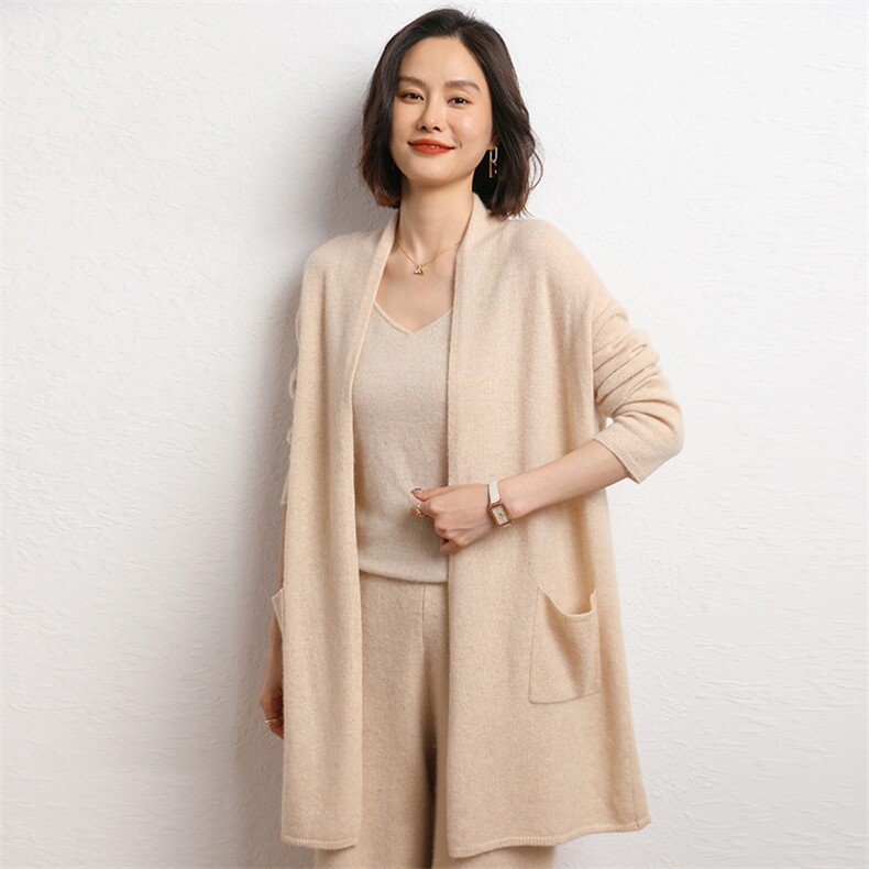 气质时尚潮流秋冬季新款百搭V领显瘦简约外穿羊绒开衫,女装羊绒衫,五色羊羊绒