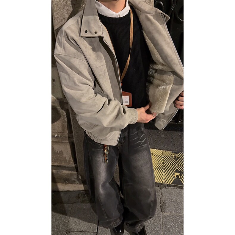 加绒扎染皮衣棉衣保暖美式复古高街夹克外套男5D3074-TP65不,男装夹克,电商A102