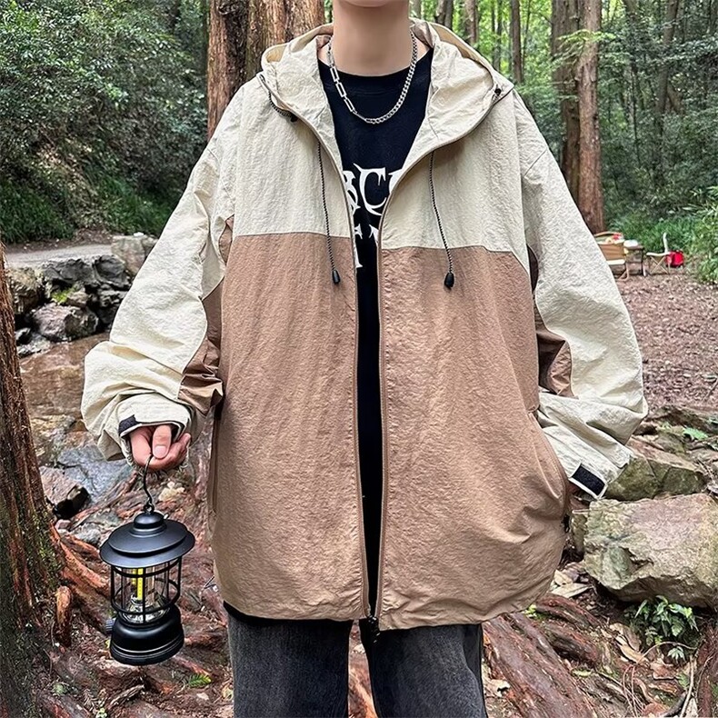 户外冲锋衣外套男士春秋季秋季百搭宽松潮流衣服学生运动连帽夹克,男装夹克,星座716-2
