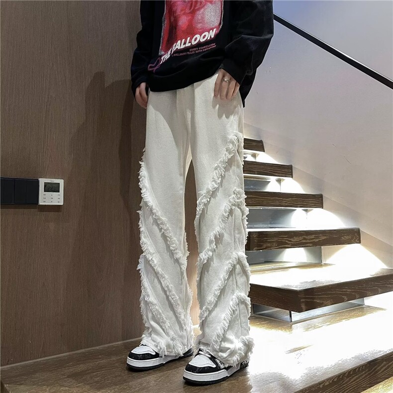 风格暗黑毛须喇叭牛仔裤男潮牌弹力裤子1216-P55,男装牛仔裤,星座910-5