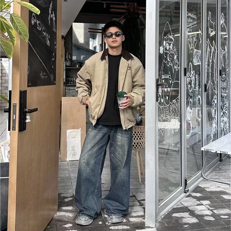 美式新款帆布夹克外套男女潮流宽松复古潮牌工装上衣JK19-P90,男装夹克,星座208-5