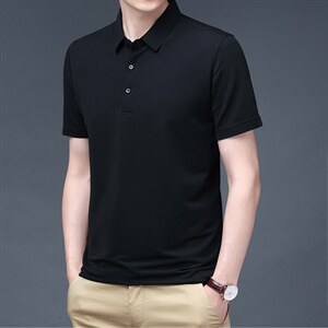 夏季新款翻领纯色POLO衫短袖t恤男薄透气t血半袖男装纯色体恤P45图片