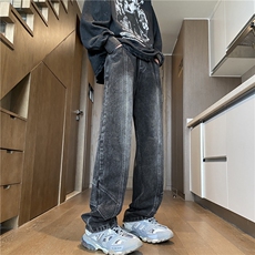 抖音品质港风新款复古水洗宽松直筒牛仔裤B315-K24009-p65控88，男装牛仔裤，电商B315