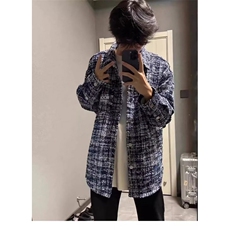 网图粗花呢小香风衬衫男高级感秋季潮牌千鸟格外套，男装衬衫，星座410-7