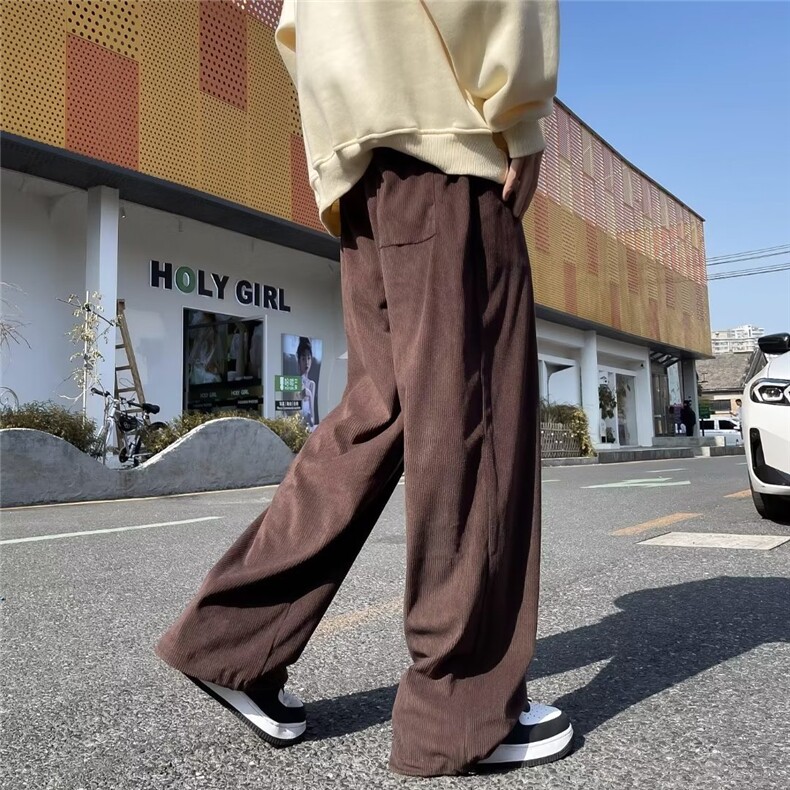 灯芯绒休闲裤男韩版潮流字母刺绣高街帅2024冬季ins长裤K4793-P35,男装休闲裤,星座412-2