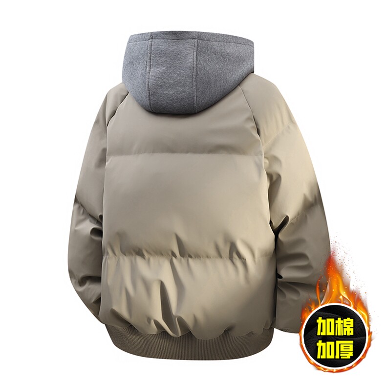现货高品质重磅工艺美式高街假两件PU皮棉衣男女加厚棉服外套,男装棉衣,电商A443