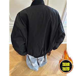 1506A/GJM-D50/P74冬季立领飞行夹克廓形高街棒球服加棉加厚外套图片