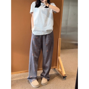 现货~自制高品质  撞色破洞弯刀卫裤直筒运动休闲裤 KZ9874 P55图片
