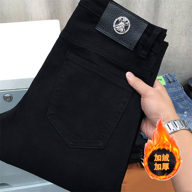 1506-1/KFT635加绒1/P52欧洲站经典黑色秋冬加绒牛仔裤男修身小脚,男装牛仔裤,星座1506-1