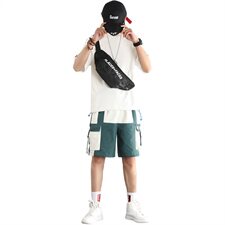 夏季新款男套装2件套时尚潮款青少年款工装工业风DK021+DK089-P75，男装套装，电商A128