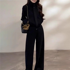 网红时尚气质套装女春季新款休闲运动立领开衫卫衣阔腿卫裤两件套，女装套装/套裙，江南