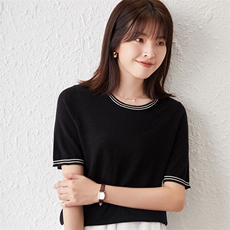 毛衣女新款2024初秋套头短款宽松显瘦针织上衣，女装羊毛衫，亿东羊绒