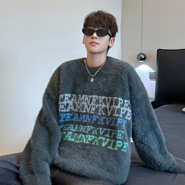 针织衫男士韩版潮流宽松百搭字母提花2024冬季ins毛衣MZ613-P57，男装针织衫/毛衣，星座412-2