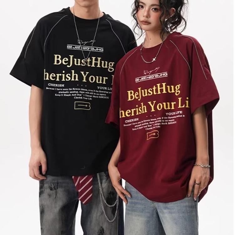 美式hiphop赛车短袖男款高街潮牌运动速干球衣风T恤宽松五分半袖,男装T恤,星座613