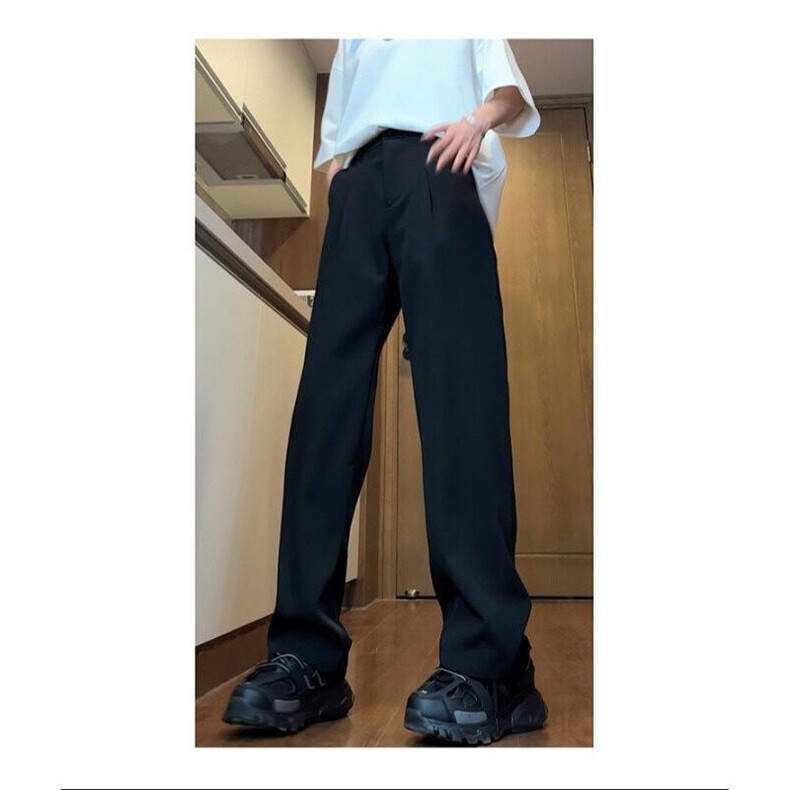 加绒加厚黑色西裤男女秋冬季阔腿裤直筒宽松休闲长裤K2666JR-P55,男装休闲裤,星座1109-3