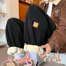 羊羔绒裤子男士冬季加绒加厚休闲长裤潮牌宽松青少年2025新款卫裤，男装卫衣，电商C323-1