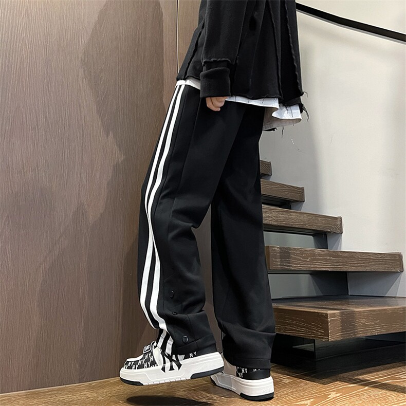 港风秋冬长裤美式高街卫裤宽松休闲两条杠拖地卫裤K23307-P45控58,男装休闲裤,星座717