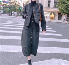 羊毛小香套装，女装职业装，驿谷