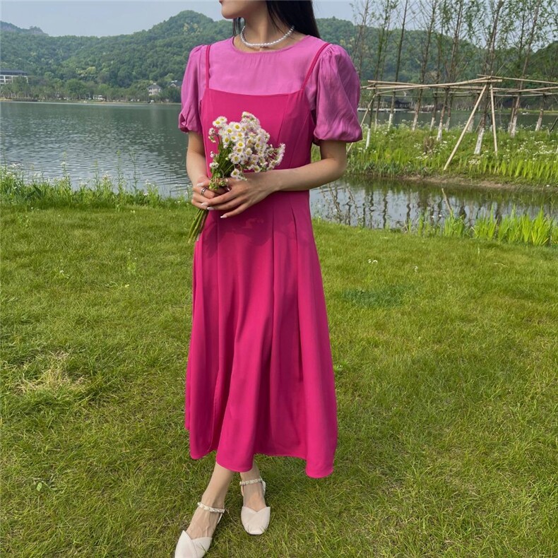 现货夏季新款两件套连衣裙，女装连衣裙，YI MAN