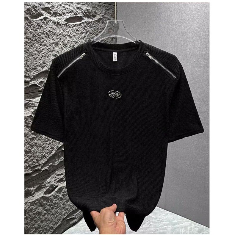 M417-P35夏季衣服高端T恤短袖男纯色2025新宽松休闲潮流百搭,男装T恤,星座617A-1（原B318A）