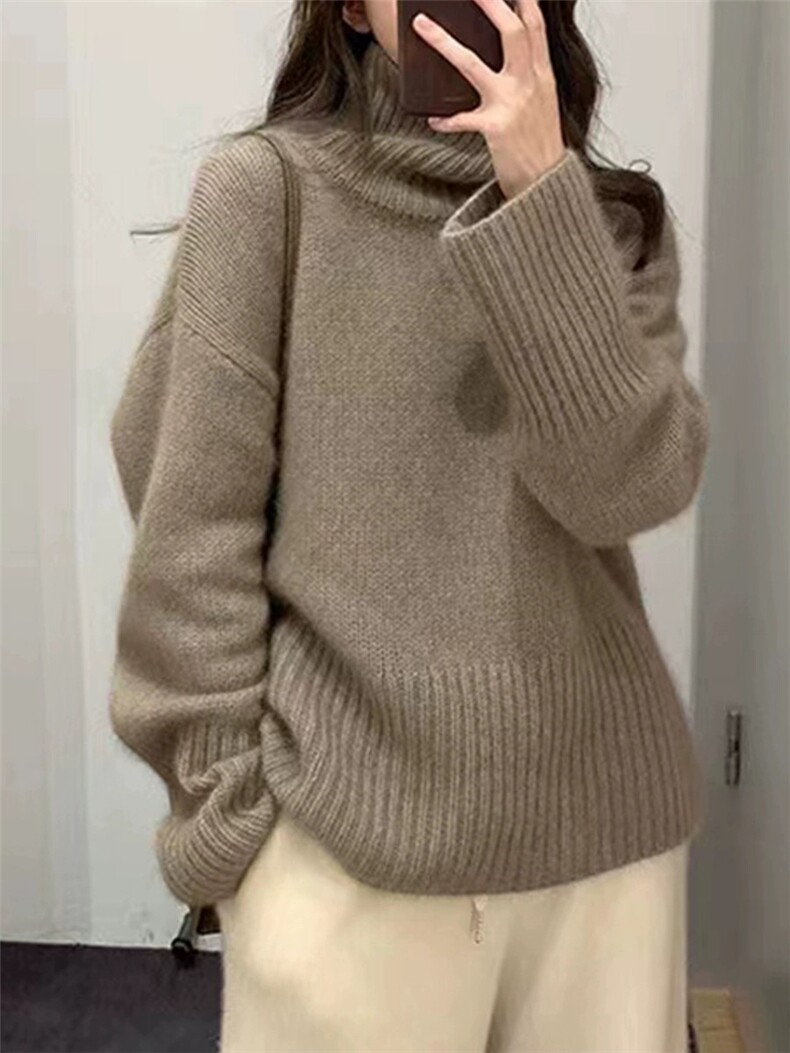 2024年秋季新款王菲同款高领慵懒风针织,女装羊毛衫,千御纺羊绒