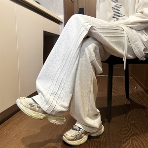 休闲裤男2024春季新款港风宽松重磅华棉阔腿裤学生卫裤K8072-P38图片