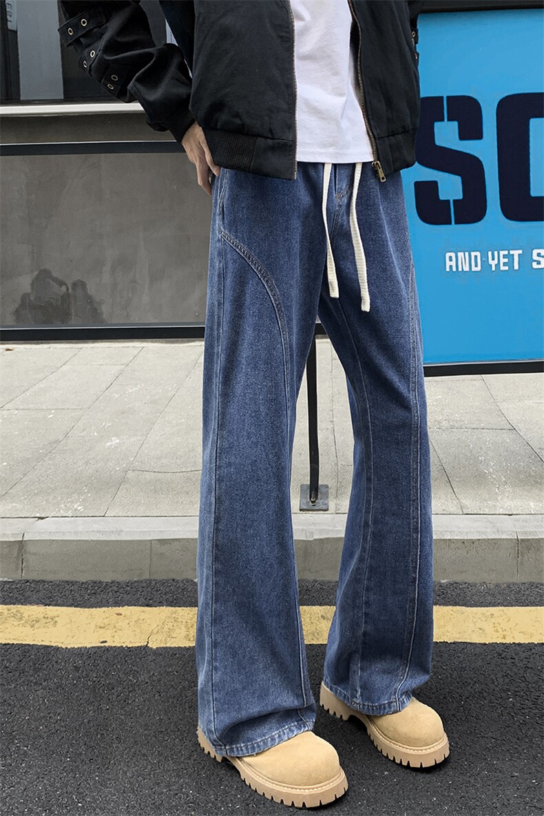 2026春季美式高街vibe斜切微喇牛仔裤男弯刀裤子-A2289TP35,男装牛仔裤,电商B241