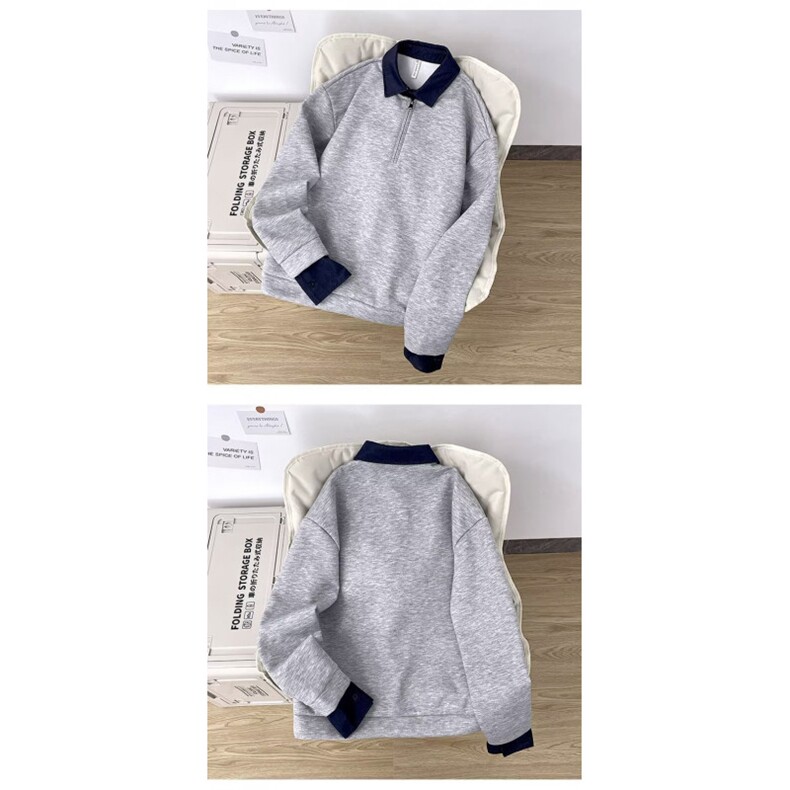 1506-1/WWY581/P53韩系假两件牛仔衬衫领polo衫卫衣男生高级感,男装衬衫,星座1506-1