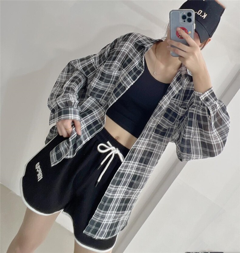 （现货）夏季新款格子。压皱面料防晒衣，其它，格瑞琪