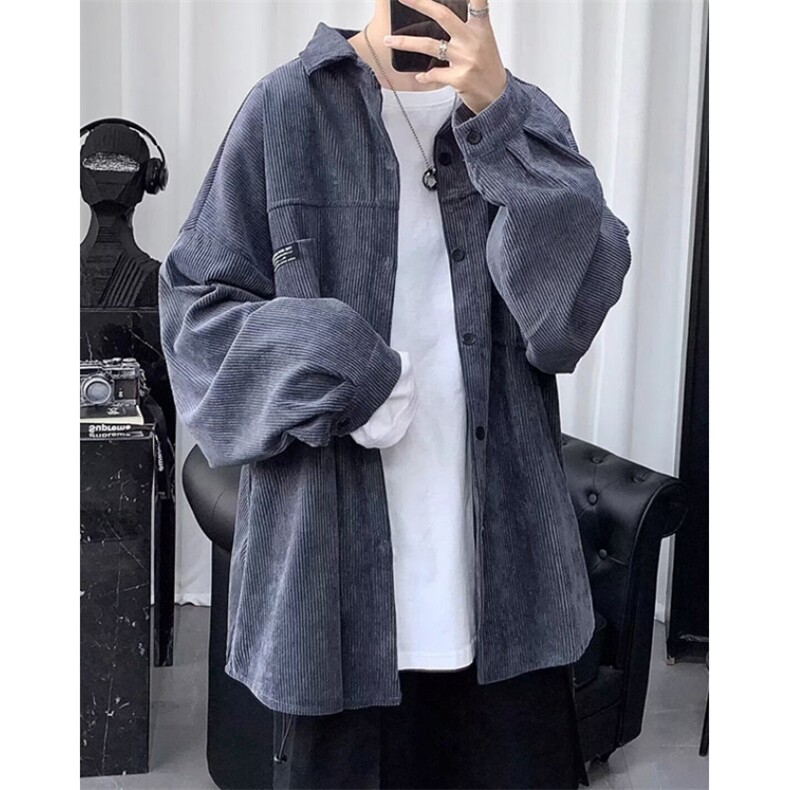 灯芯绒外套男衬衫休闲宽松春秋装长袖衬衣男士上衣服CB11,男装衬衫,星座1116A（原606A-3）