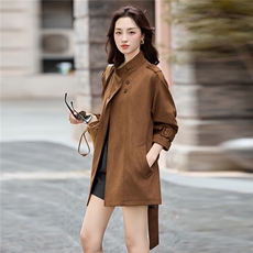 立领风衣外套女高级感春秋季2025新款小个子时尚洋气减龄显瘦上衣，女装风衣，浙宝029