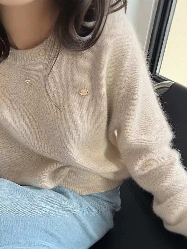 新款女装圆领百搭宽松羊毛衫羊毛时尚保暖上衣,女装羊毛衫,恩泰羊绒
