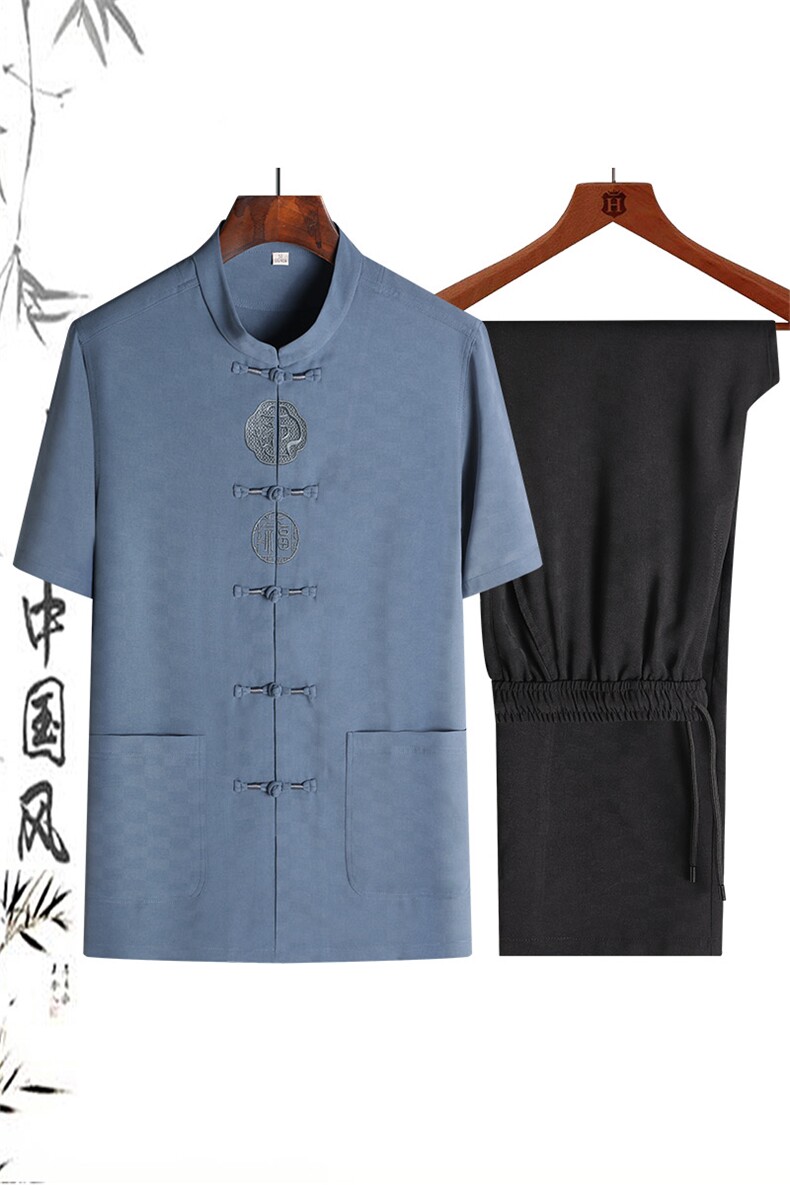 DR5231钱塘2020-2夏季新款男士唐装套装潮流风两件套P98,男装民族服装,钱塘207-2