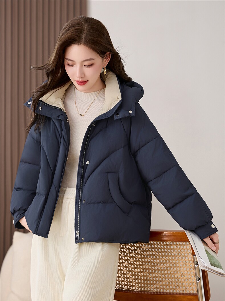 时尚气质连帽短款羽绒衣女2026年冬季新款保暖外套90%白鸭绒,女装羽绒服,姿衣坊