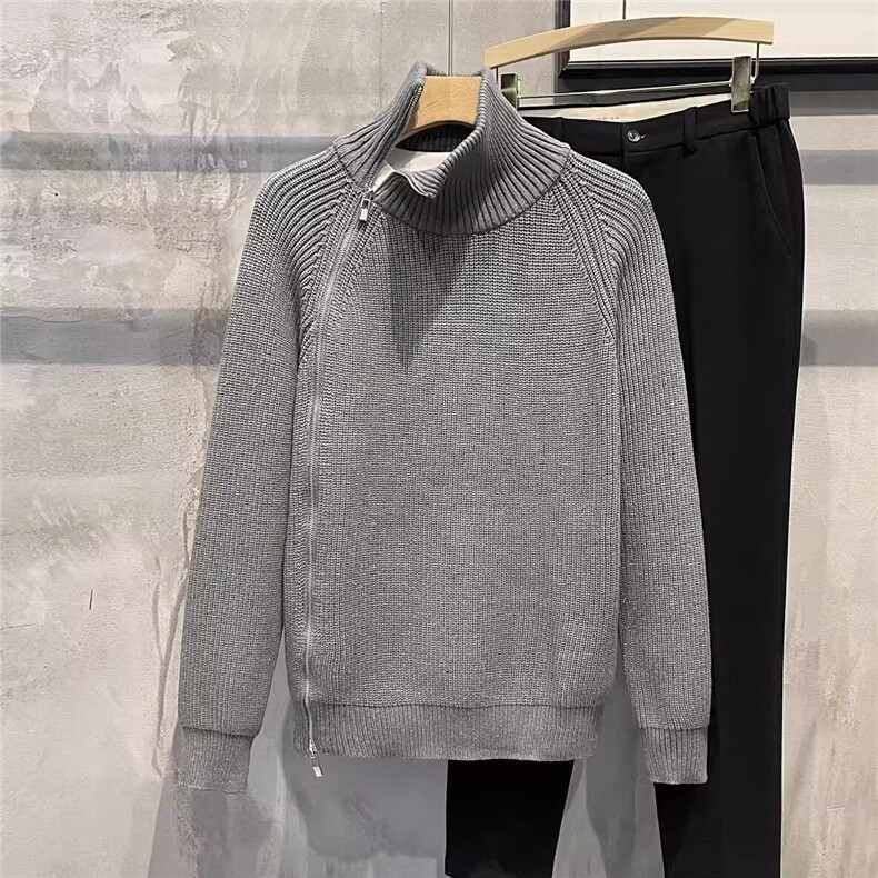 MM469-P65潮牌高街慵懒高级感半高领弧形下摆针织毛衣,男装针织衫/毛衣,星座617A-2