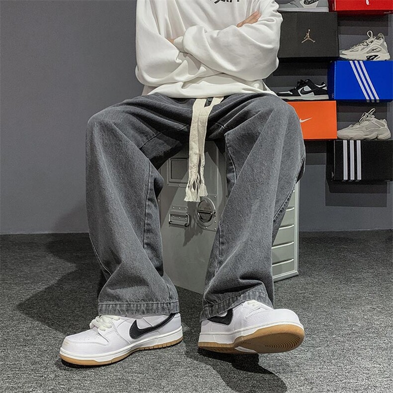 推荐！水洗怀旧复古百搭编织绳牛仔裤男拖到裤K6815-P50控68图片