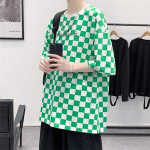 夏上新港风格子纯棉半袖男女创意棋盘格T恤短袖 1488-P38 控价58图片