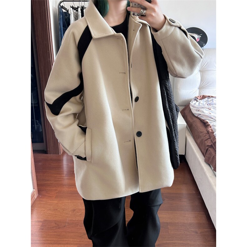 中长款情侣呢子大衣男2025秋冬季呢子外套女XZ514-2-672-P118,女装短外套,星座514-2(原B239)