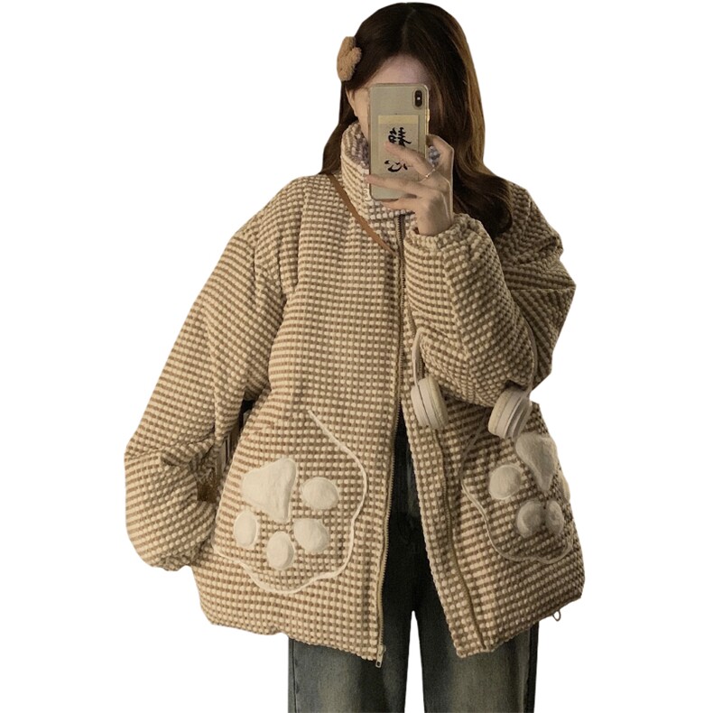 立领猫爪面包服棉衣女2025冬新款宽松BF日系可爱加厚外套C509-120,男装棉衣,星座911-2(原星座613-2）
